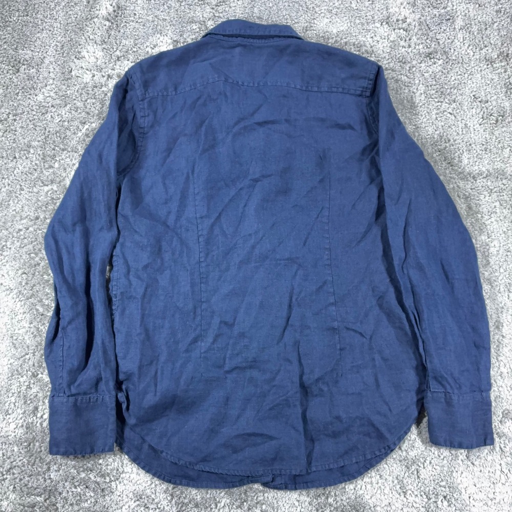 J.Crew Baird McNutt Irish Linen Shirt Womens Small Slim Navy Blue Long Sleeve - Picture 4 of 12